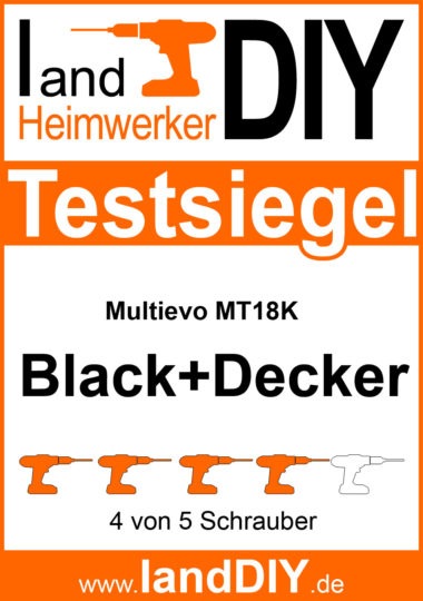 Test Multievo MT18K 18V von Black+Decker Testsiegel