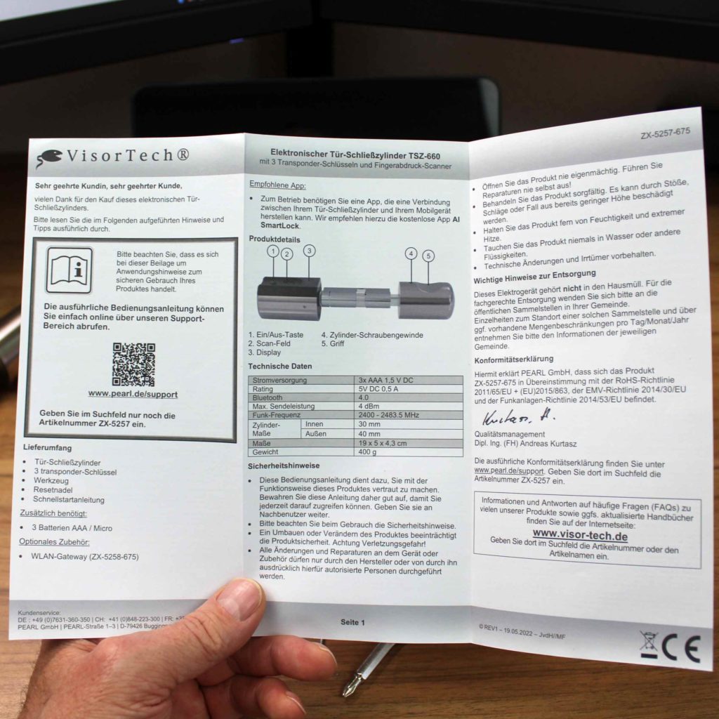 Fingerprint Türöffner Test VisorTech TSZ-700