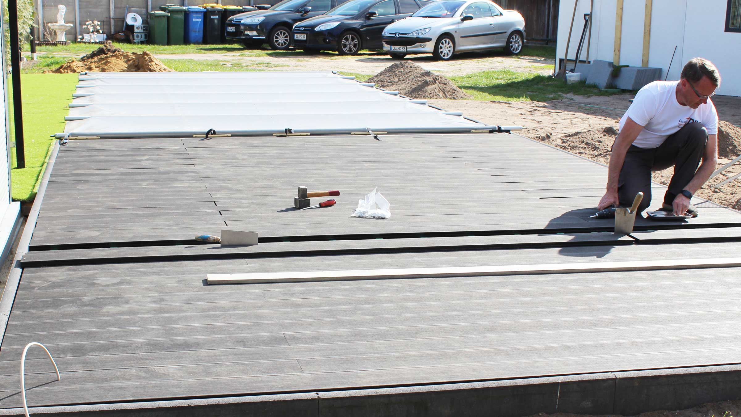 Terrasse selber bauen WPC Stelzlager